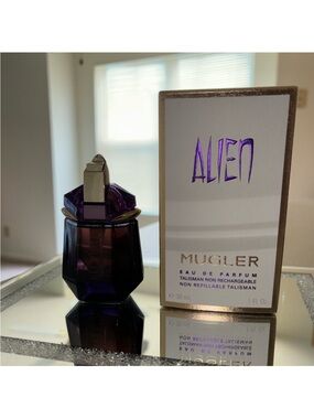 Mugler Alien Body Fragrance Oil - Deep Purple Bottle with Gold Accents